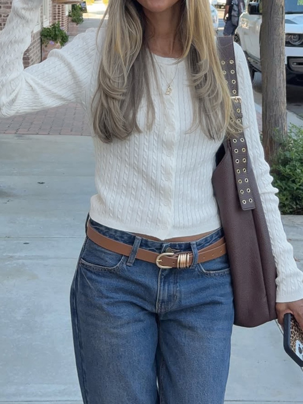 Cable-Knit Button-Down Cardigan - Picture 2 of 5